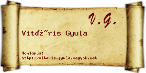 Vitáris Gyula névjegykártya